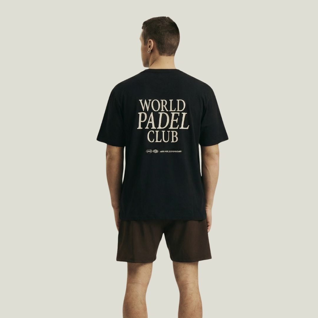 Model wearing Cuera Oncourt Breathe WPC T-Shirt in Black, back studio view