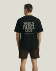 Model wearing Cuera Oncourt Breathe WPC T-Shirt in Black, back studio view