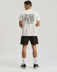Model wearing Cuera Oncourt Breathe WPC T-Shirt in Off white, back studio view