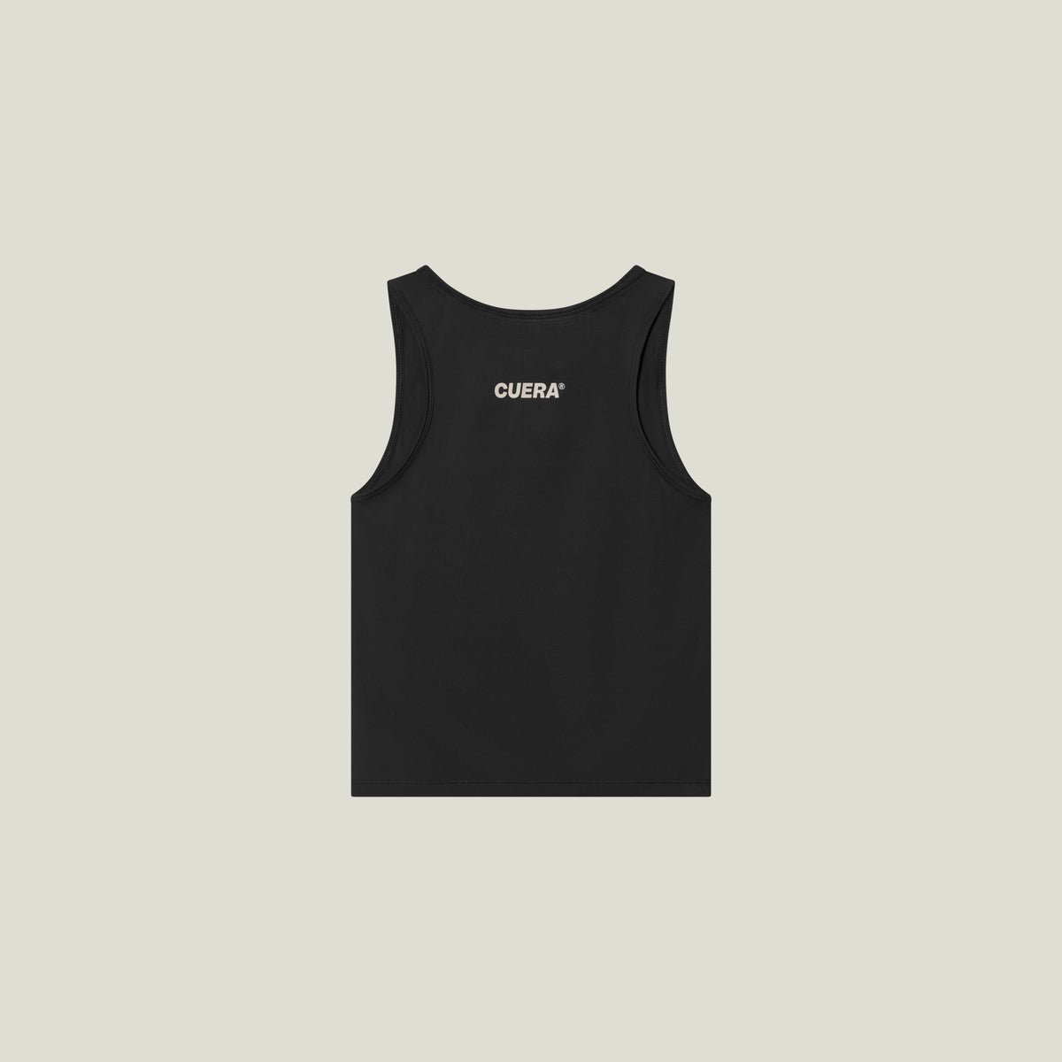 Cuera Oncourt Cropped Tank Top in Black, flat lay back view