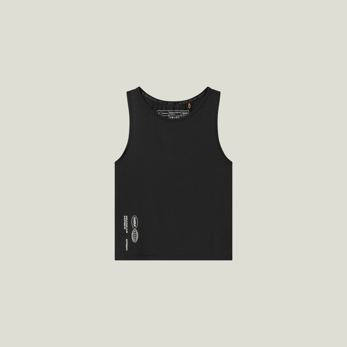 Cuera Oncourt Cropped Tank Top in Black, flat lay front view
