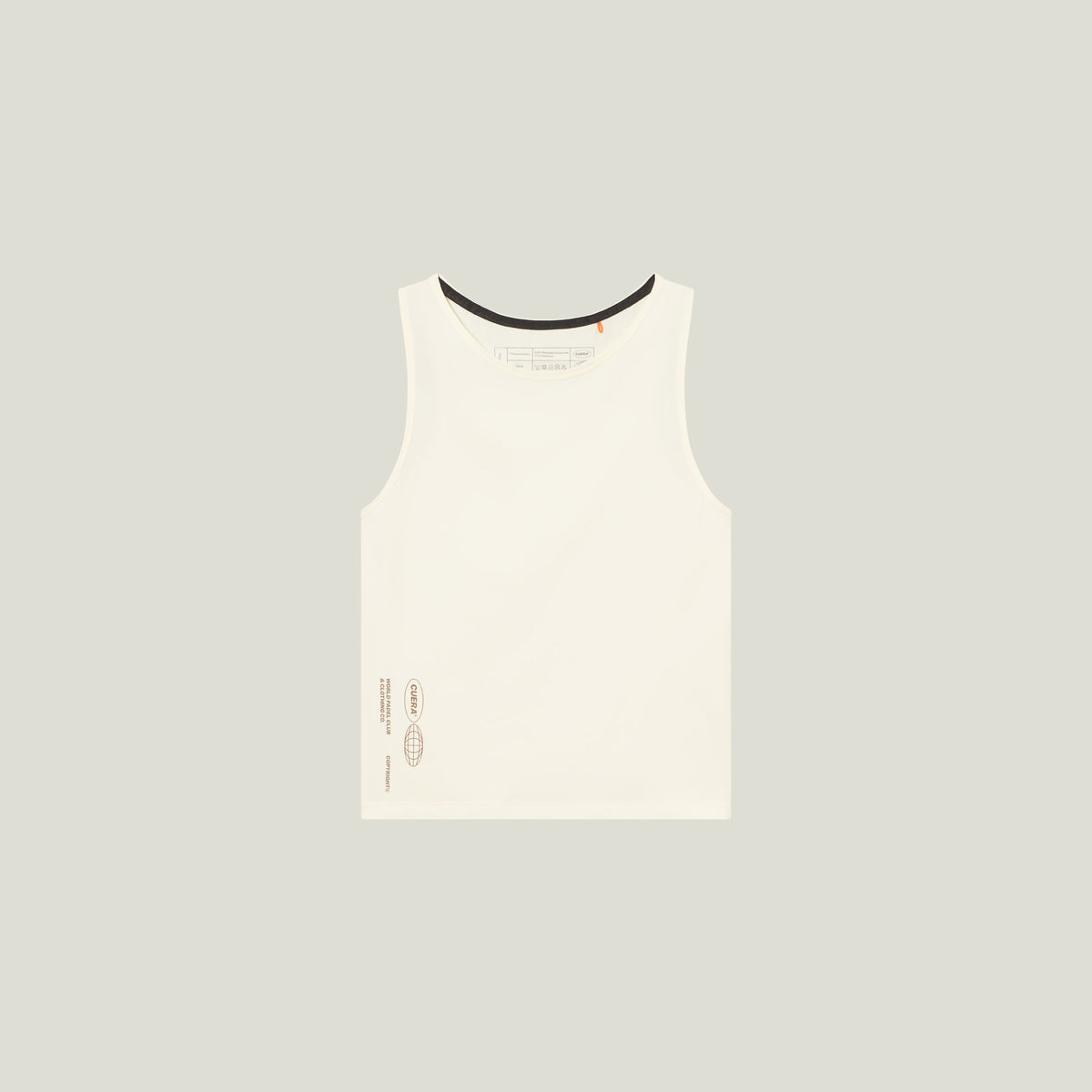 Cuera Oncourt Cropped Tank Top in Off White, flat lay front view