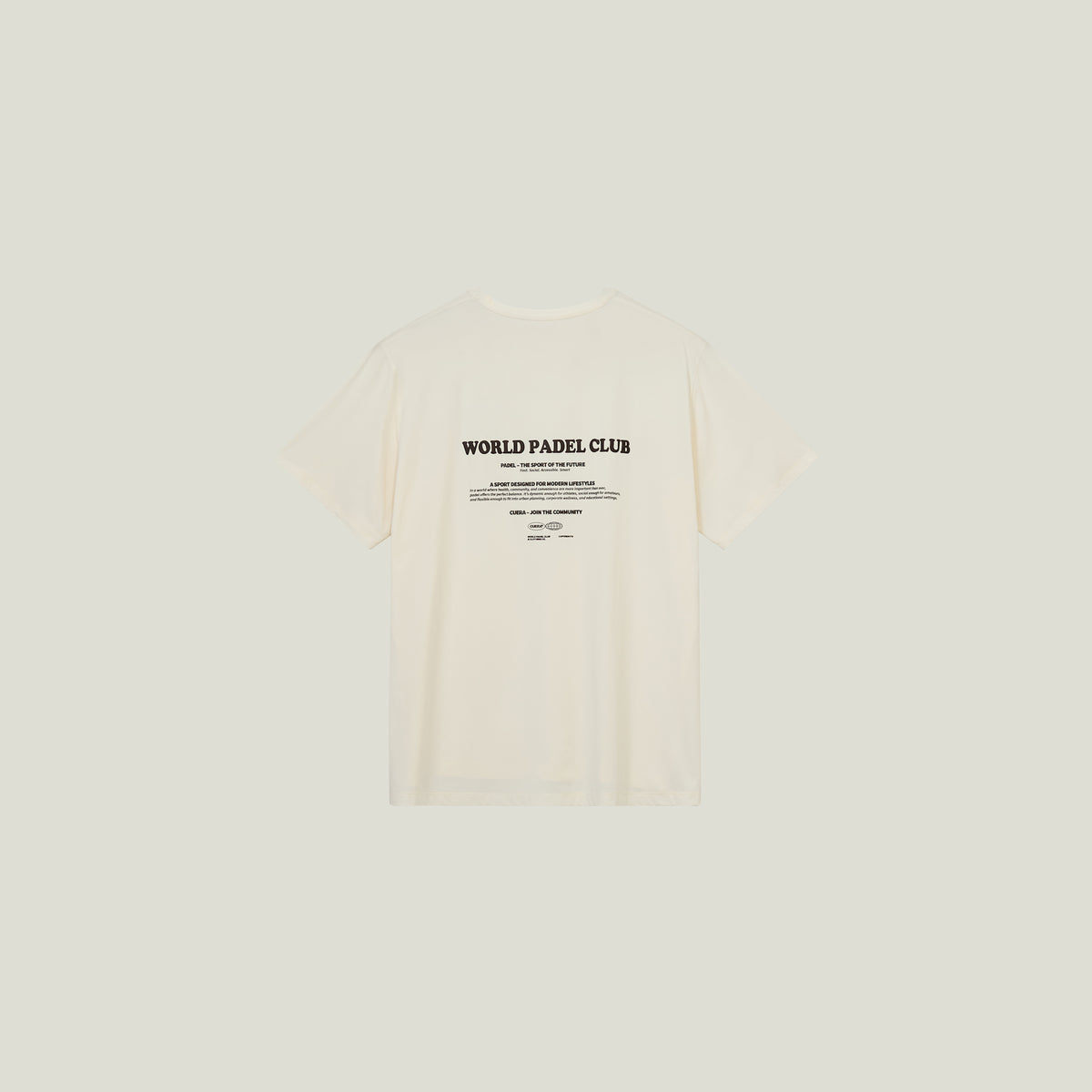 Cuera Oncourt Legacy T-Shirt in Off White, flat lay back view