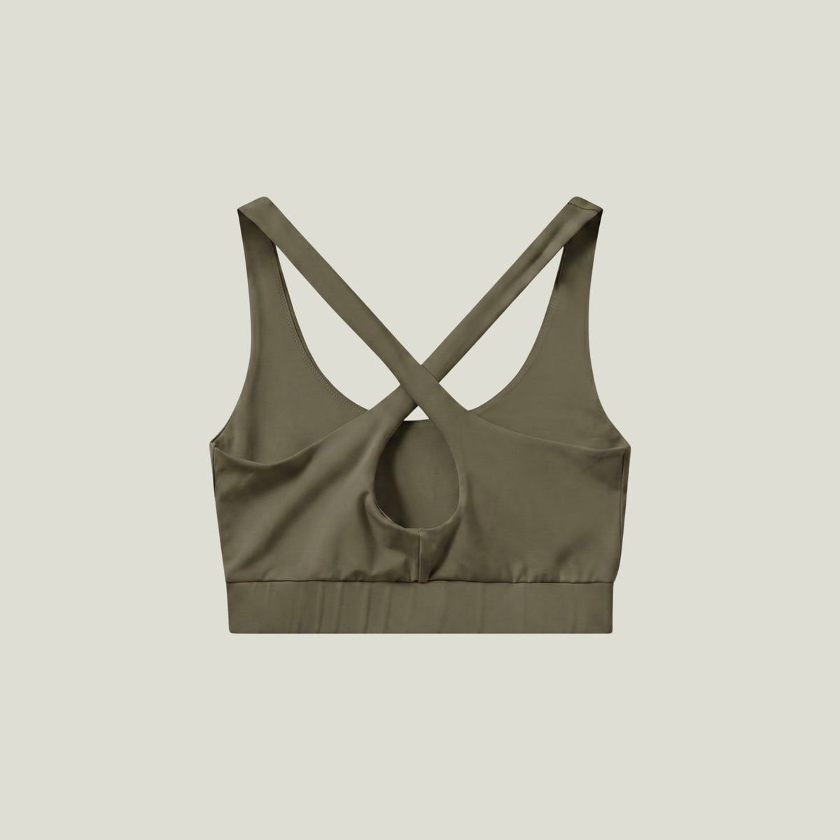 Cuera Oncourt Soft Bra Top in Army, flat lay back view