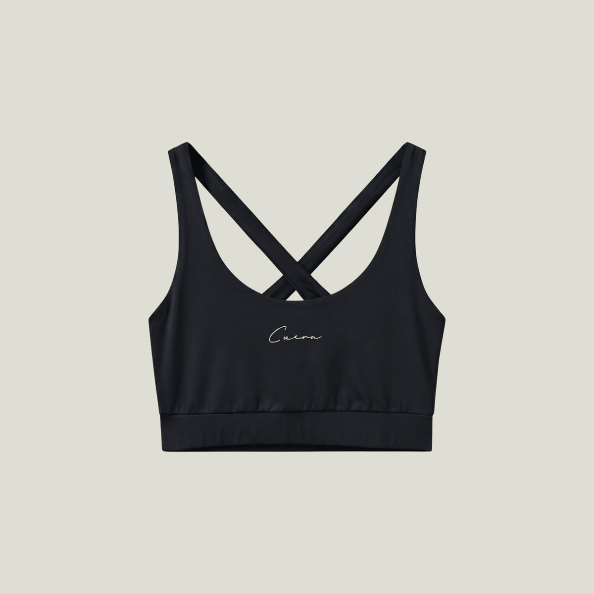 Cuera Oncourt Soft Bra Top in Black, flat lay front view