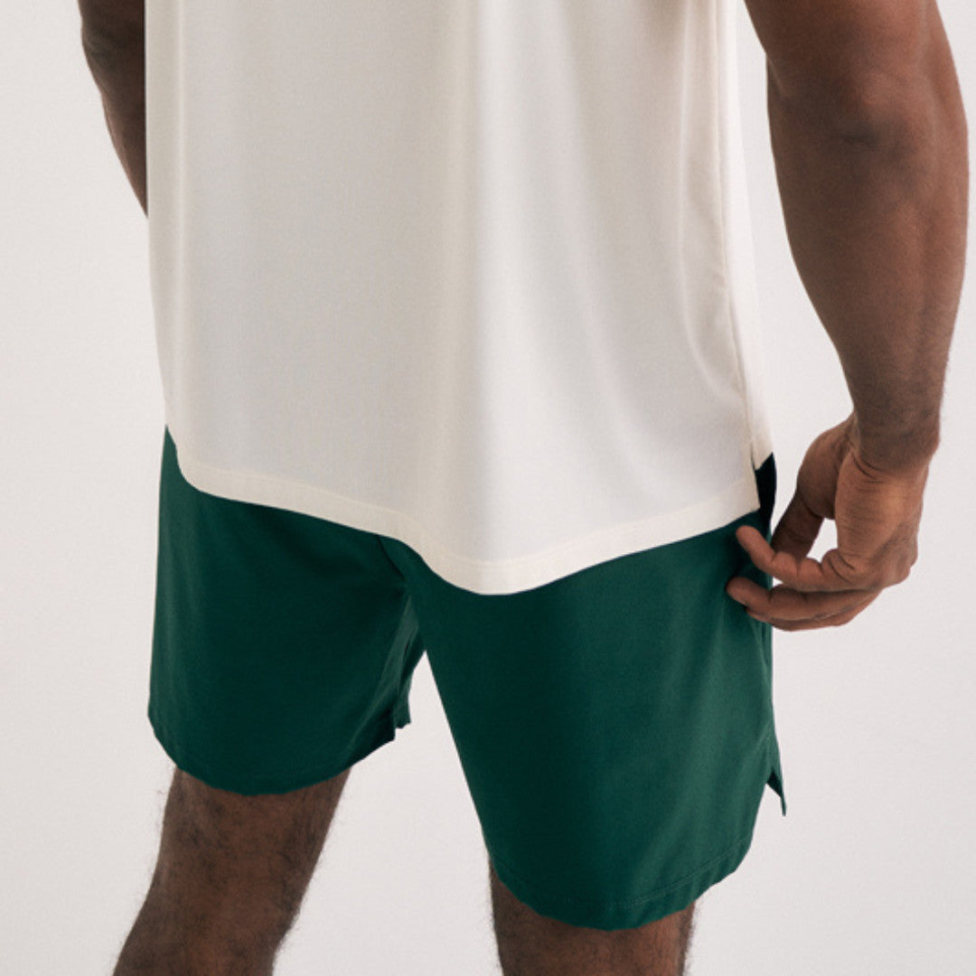 Cuera Oncourt Shorts &amp; T-shirt in Court Green &amp; Off White, logo print detail