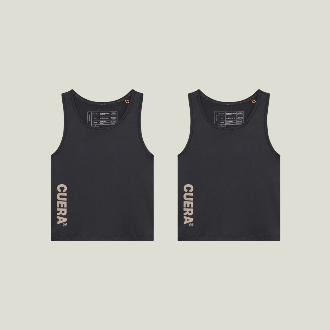 Cuera Oncourt Black Slim Tank Top 2-pack, flat lay front view