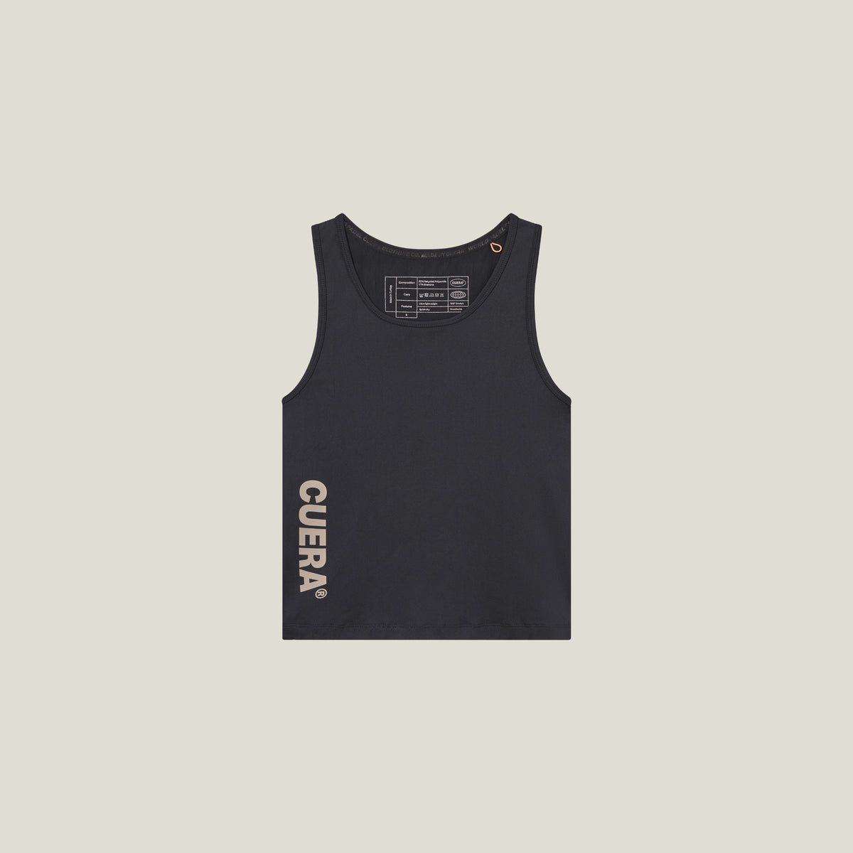 Cuera Oncourt Slim Tank Top in Black, flat lay front view