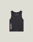 Cuera Oncourt Slim Tank Top in Black, flat lay front view