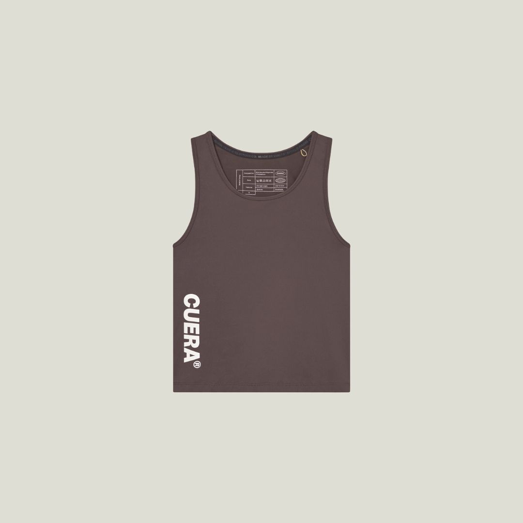 Cuera Oncourt Slim Tank Top in Dark Brown, flat lay front view