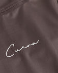 Cuera Oncourt Slim Tank Top in Dark Brown, logo print detail