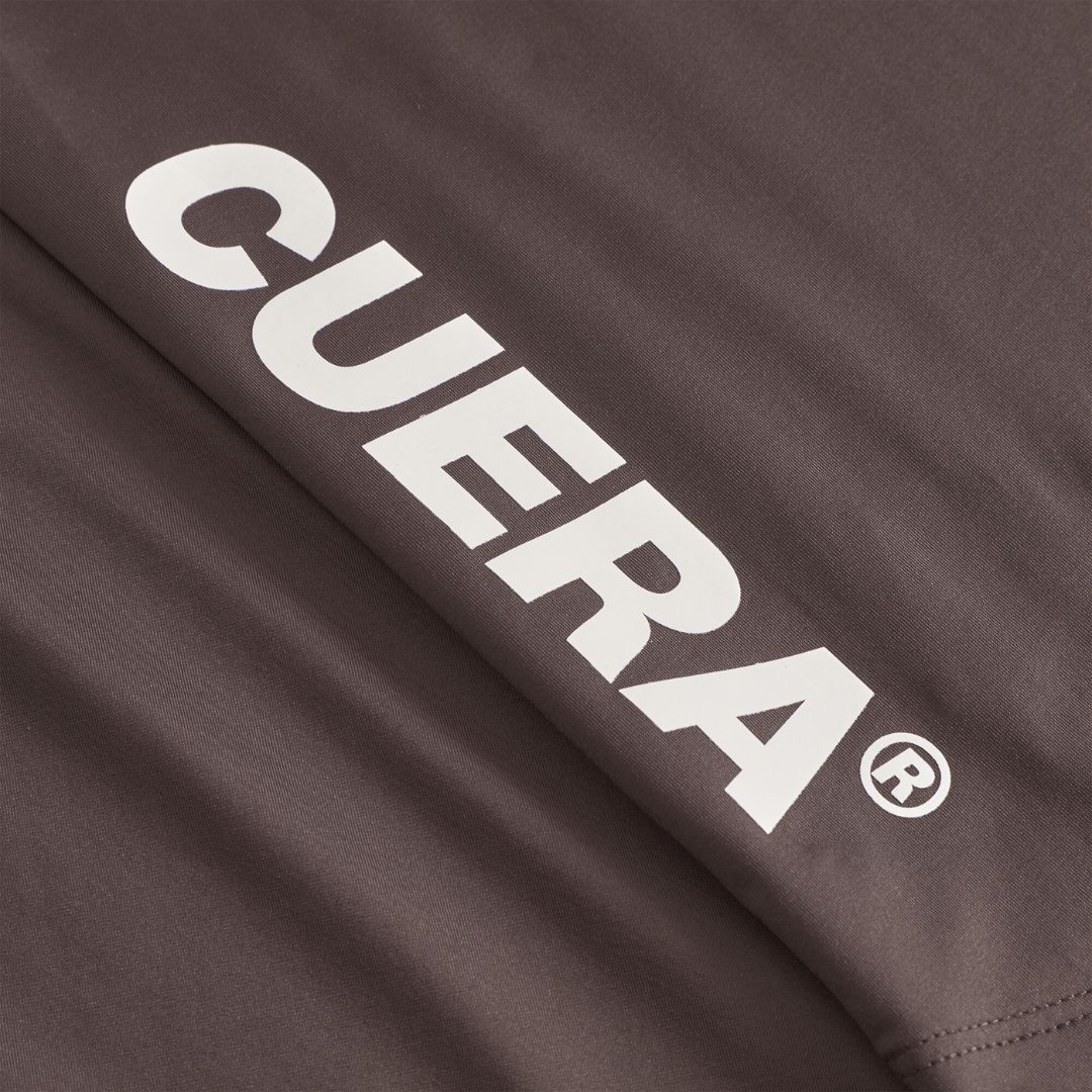 Cuera Oncourt Slim Tank Top in Dark Brown, logo print detail