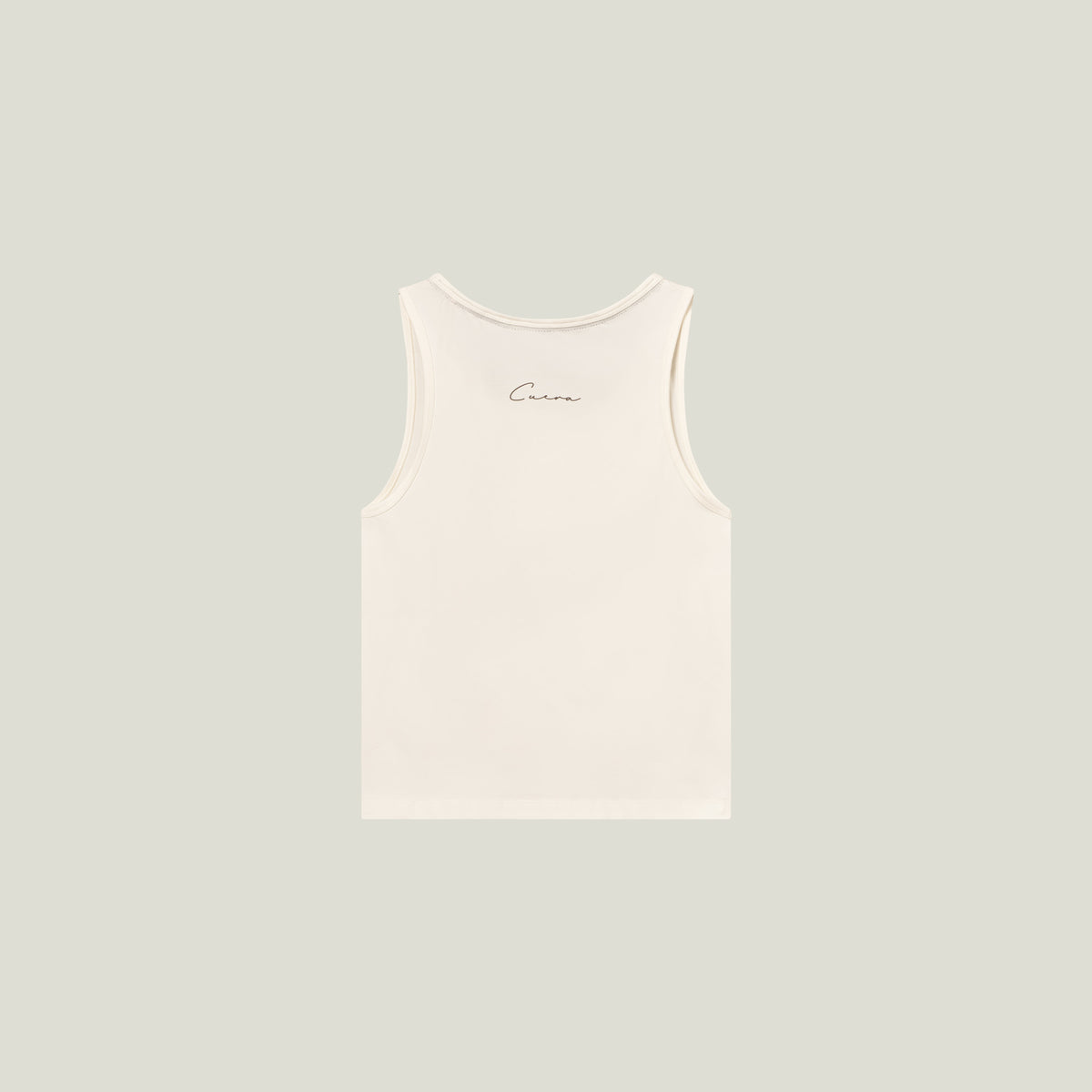 Cuera Oncourt Slim Tank Top in Off White, flat lay back view
