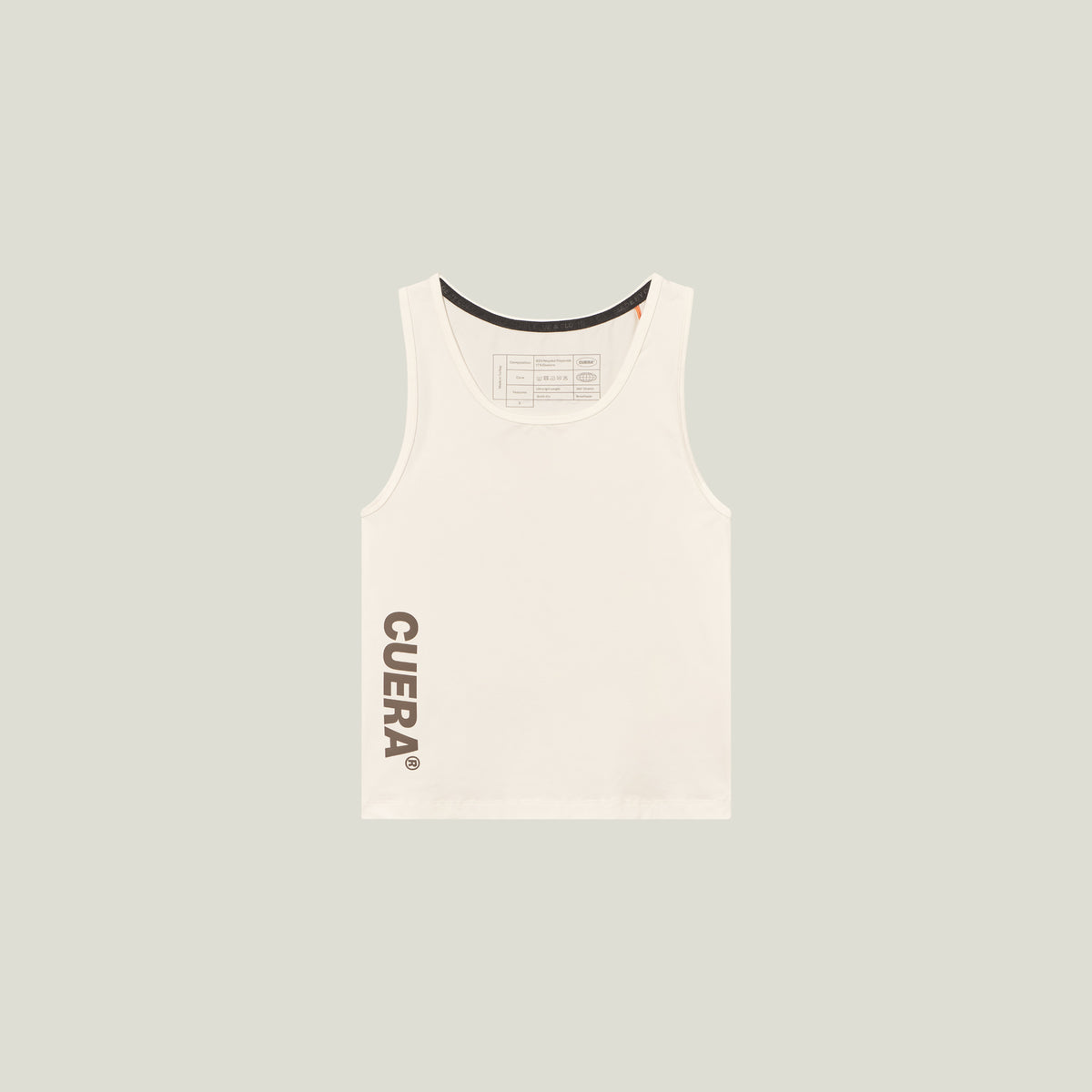 Cuera Oncourt Slim Tank Top in Off White, flat lay front view