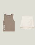 Cuera Oncourt Slim Tank Top & Oncourt Cuera Skirt 2-in-1, flat lay front view