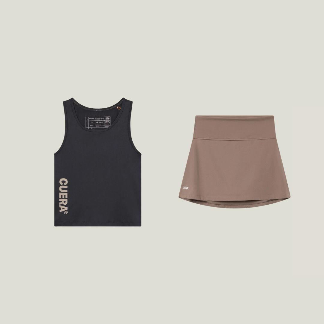 Cuera Oncourt Slim Tank Top & Oncourt Cuera Skirt 2-in-1, flat lay front view