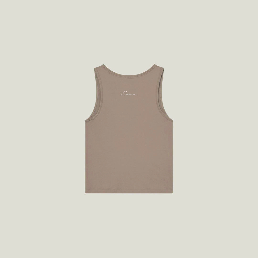 Cuera Oncourt Slim Tank Top in Walnut, flat lay back view