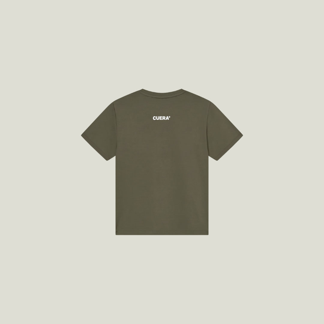 Model wearing Cuera Oncourt Slit Top Light Weight in Army, front studio view