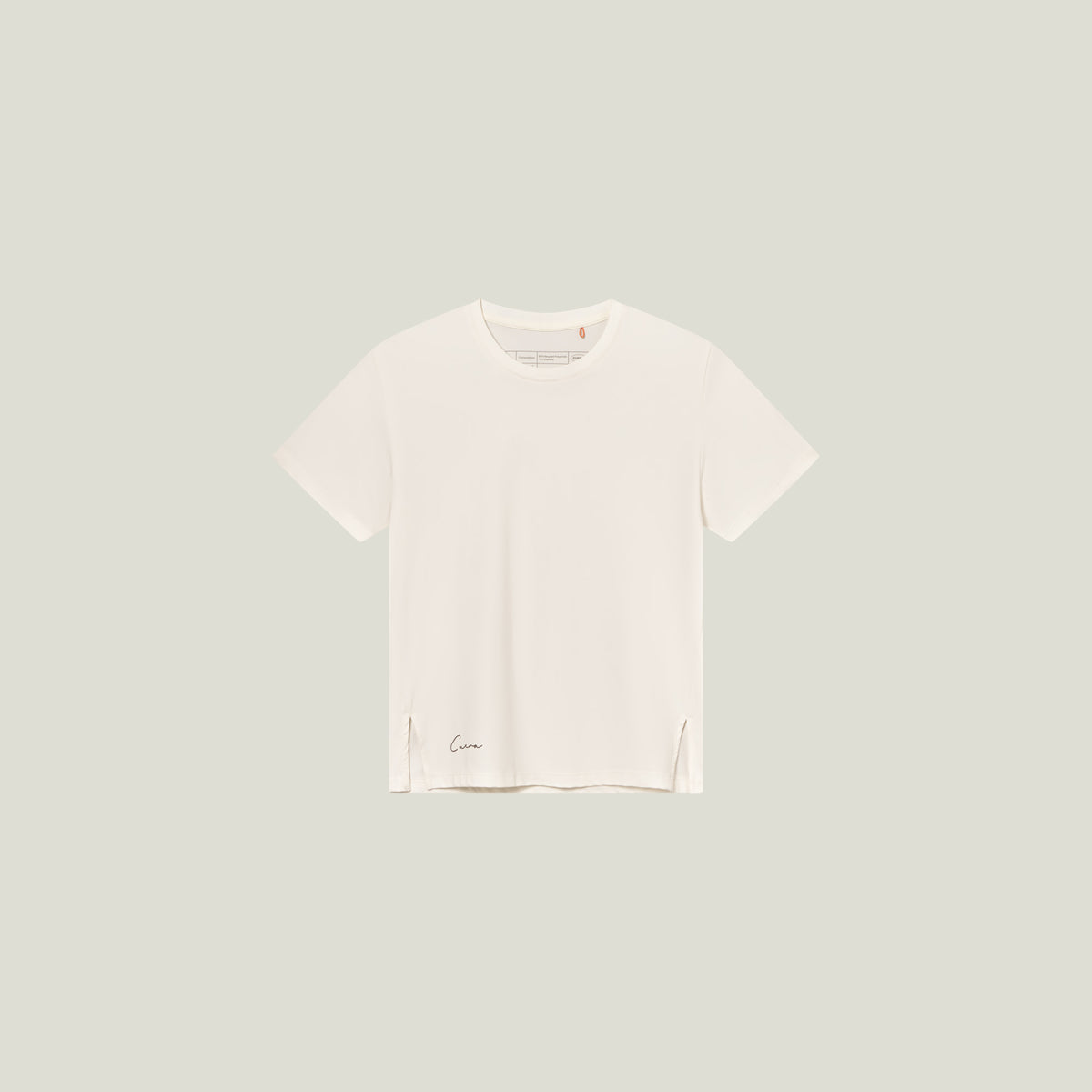 Cuera Oncourt Slit Top SS in Off White, flat lay front view