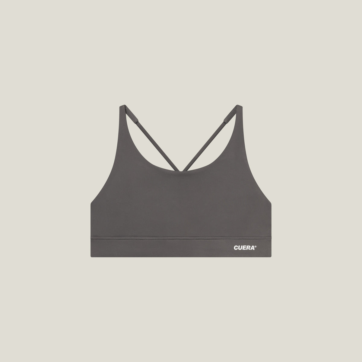 Cuera Oncourt Soft Bra Top in Dark Grey, flat lay front view