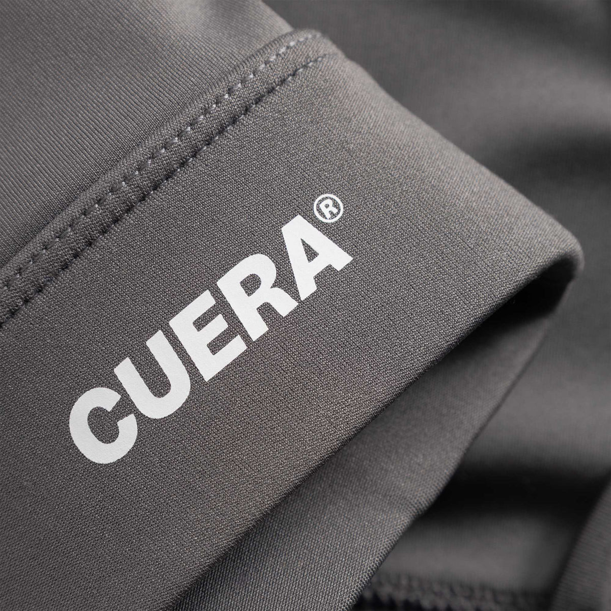 Cuera Oncourt Soft Bra Top in Dark Grey, logo print detail