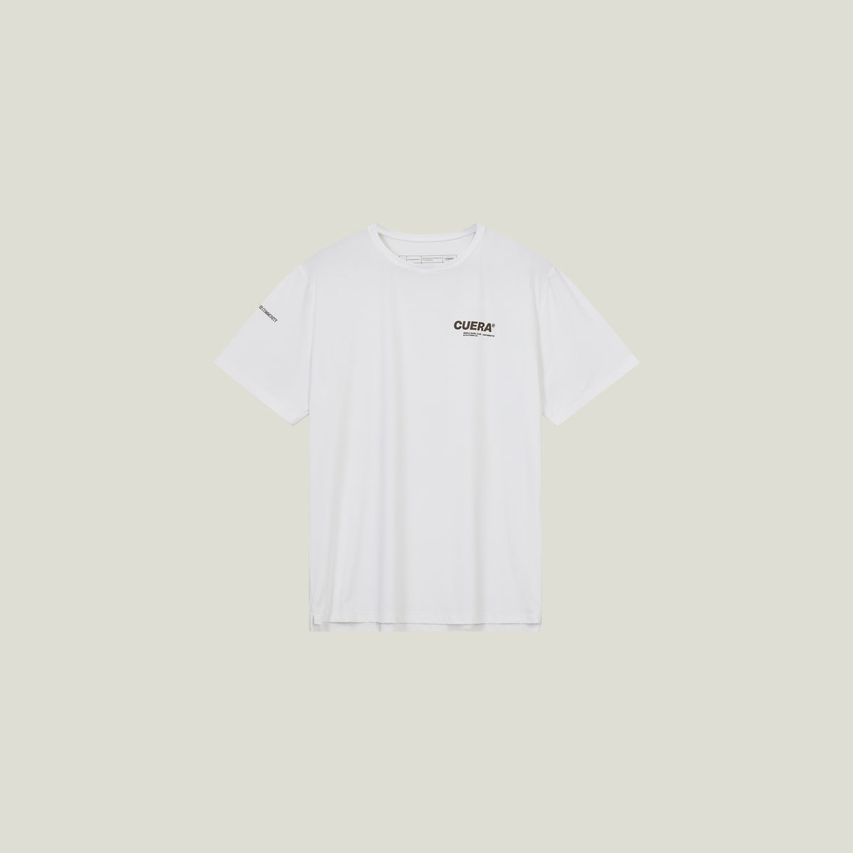 Cuera Oncourt Team T-Shirt in White With Walnut, flat lay front view