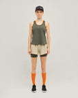 Model wearing Cuera Oncourt WPC Tank in Army, front studio view