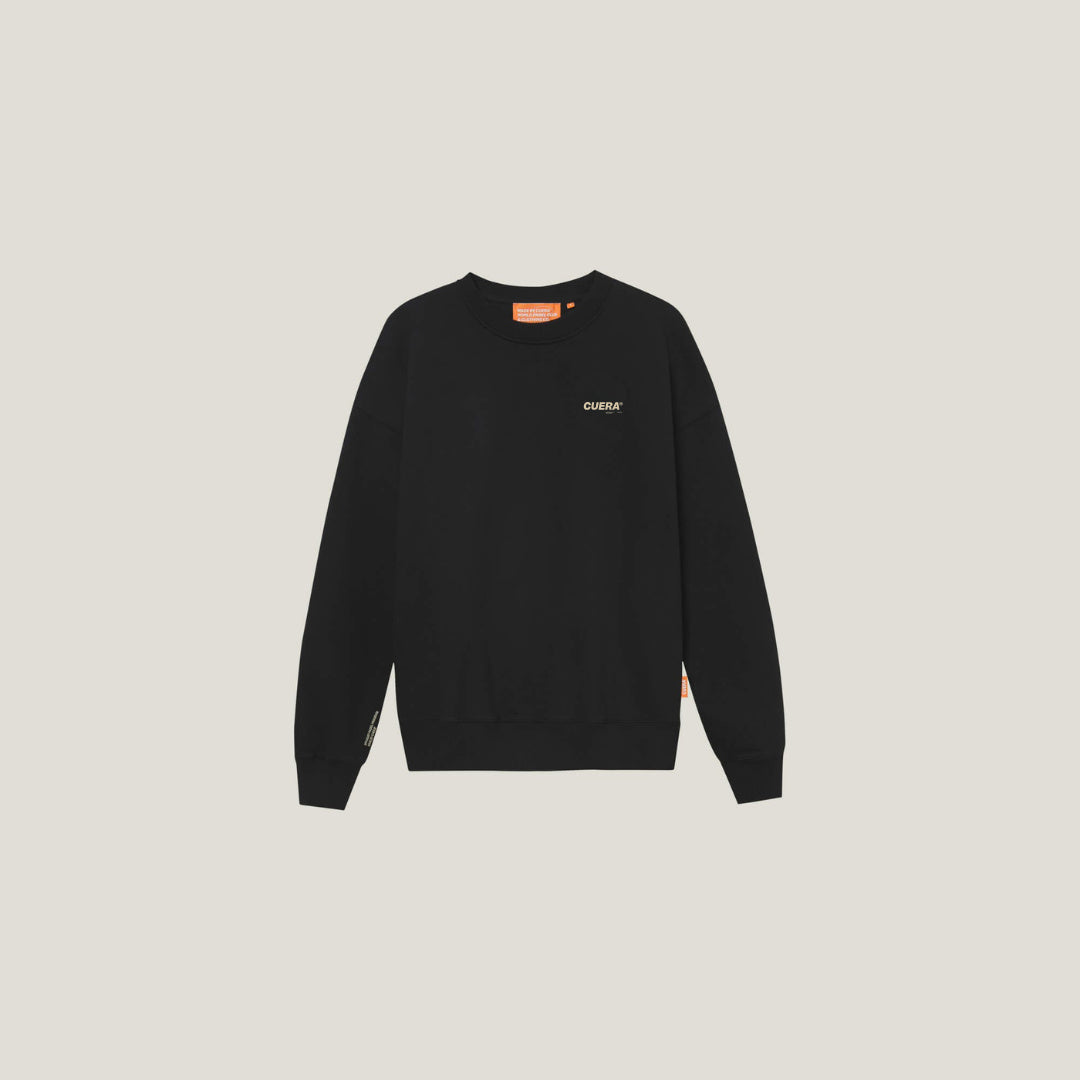 Cuera Offcourt Cuera Crew Neck Sweat in Black, flat lay front view