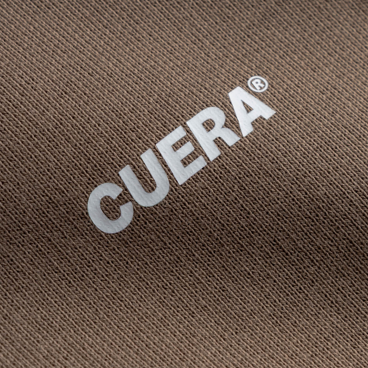 Cuera Offcourt Cuera Half Zip Sweat in Walnut, logo print detail