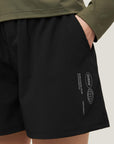 Close-up of the side pocket on Cuera Women's Active Globe Shorts in Black
